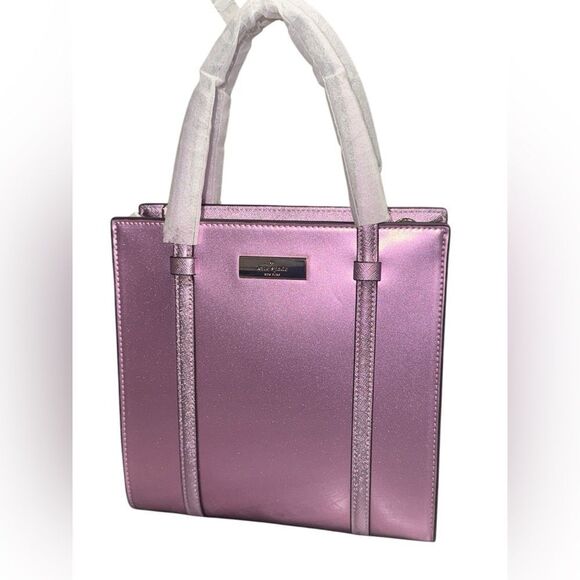 ♠️ NWT KATE SPADE Limited Edition Metallic quartz pink patent leather Small Tote - Picture 3 of 14